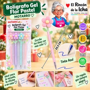 RI-0006435 Bolígrafo Gel Flor Pastel Motarro 20,5 cm