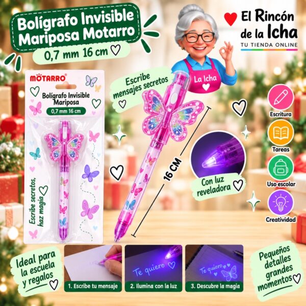 RI-0006444 Bolígrafo Invisible Mariposa Motarro 0,7 mm 16 cm