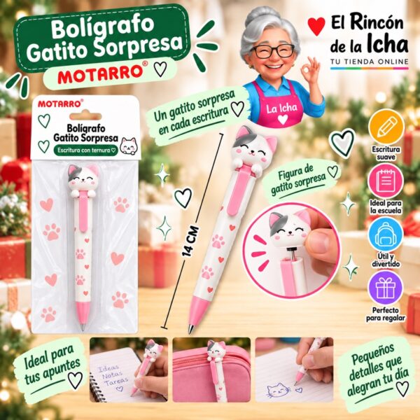RI-0006446 Bolígrafo Gatito Sorpresa Motarro 14 cm
