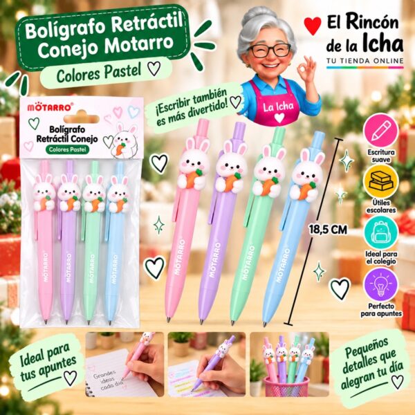 RI-0006451 Bolígrafo Retráctil Conejo Motarro 18,5 cm