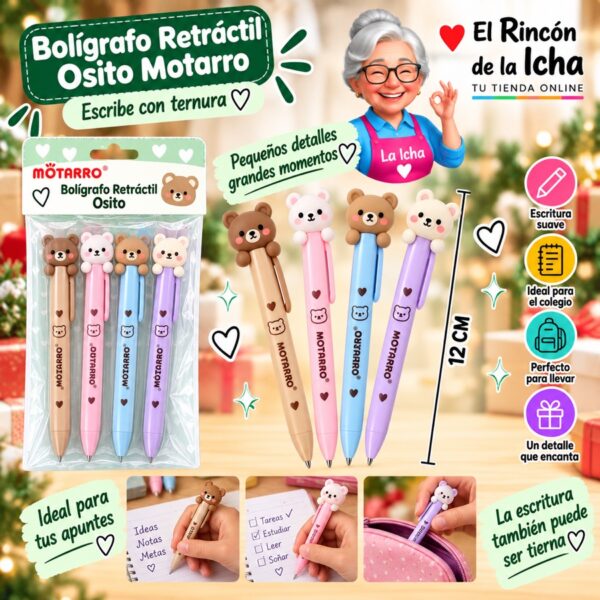 RI-0006452 Bolígrafo Retráctil Osito Motarro 12 cm