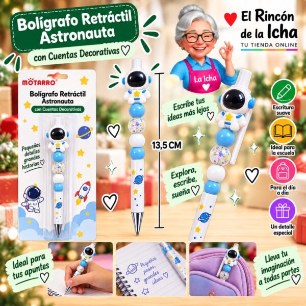 RI-0006453 Bolígrafo Retráctil Astronauta Motarro 13,5 cm
