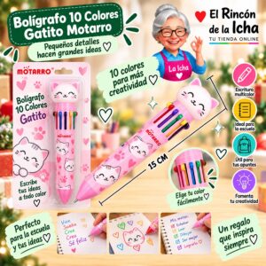 Bolígrafo 10 Colores Gatito Motarro 15 cm
