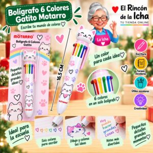 Bolígrafo 6 Colores Gatito Motarro 16,5 cm