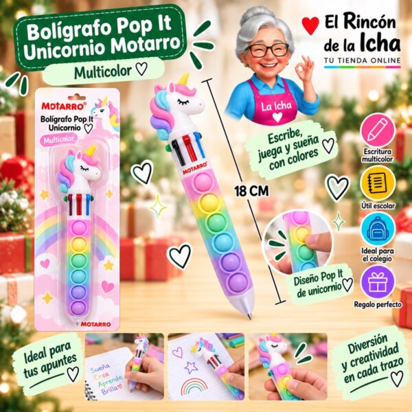 RI-0006460 Bolígrafo Pop It Unicornio Motarro 18 cm
