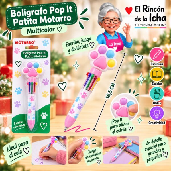 RI-0006461 Bolígrafo Pop It Patita Motarro 16,5 cm