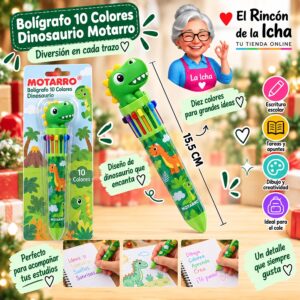 Bolígrafo 10 Colores Dinosaurio Motarro 15,5 cm