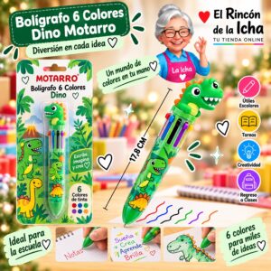 Bolígrafo 6 Colores Dino Motarro 17,8 cm