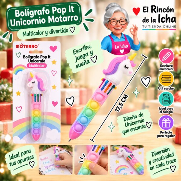 RI-0006464 Bolígrafo Pop It Unicornio Motarro 17,5 cm