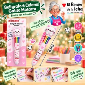Bolígrafo 6 Colores Gatito Motarro 16,5 cm