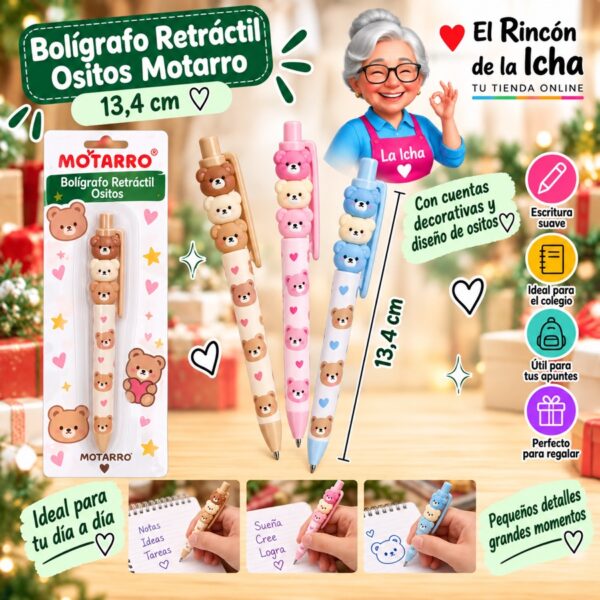 RI-0006471 Bolígrafo Retráctil Ositos Motarro 13,4 cm