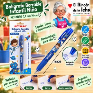 Bolígrafo Borrable Infantil Niño Motarro 0,7 mm 16 cm