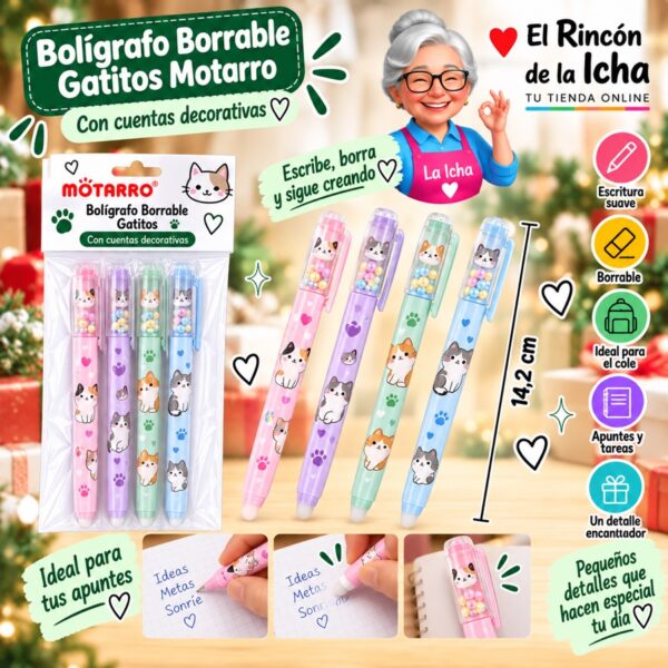 RI-0006485 Bolígrafo Borrable Gatitos Motarro 0,7 mm 14,2 cm