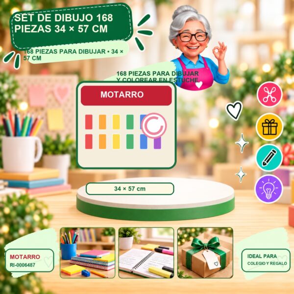RI-0006487 Set de Dibujo 168 Piezas Motarro 34 × 57 cm