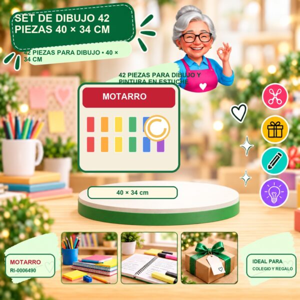 RI-0006490 Set de Dibujo 42 Piezas Motarro 40 × 34 cm