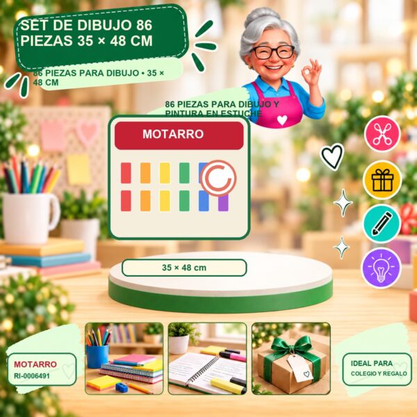 RI-0006491 Set de Dibujo 86 Piezas Motarro 35 × 48 cm