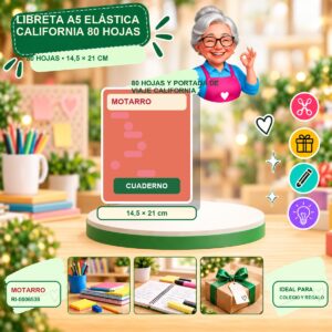 RI-0006538 Libreta A5 Elástica California Motarro 80 Hojas