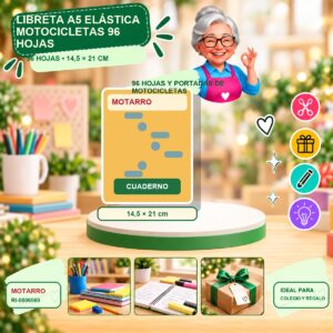 RI-0006560 Libreta A5 Elástica Motocicletas Motarro 96 Hojas