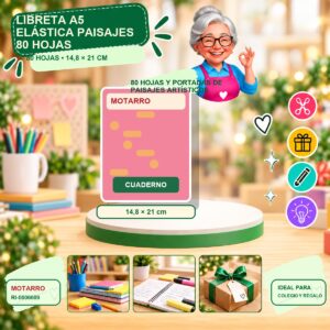 RI-0006609 Libreta A5 Elástica Paisajes Motarro 80 Hojas