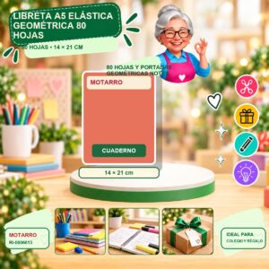 RI-0006613 Libreta A5 Elástica Geométrica Motarro 80 Hojas