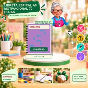 RI-0006643 Libreta Espiral A5 Motivacional Motarro 70 Hojas