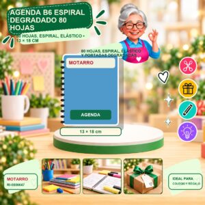 RI-0006647 Agenda B6 Espiral Degradado Motarro 80 Hojas