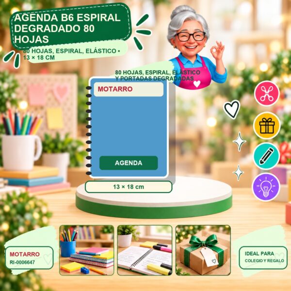 RI-0006647 Agenda B6 Espiral Degradado Motarro 80 Hojas