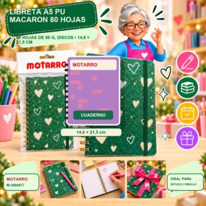 RI-0006677 Libreta A5 PU Macaron Motarro 80 Hojas