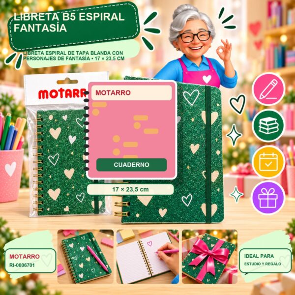 RI-0006701 Libreta B5 Espiral Fantasía Motarro