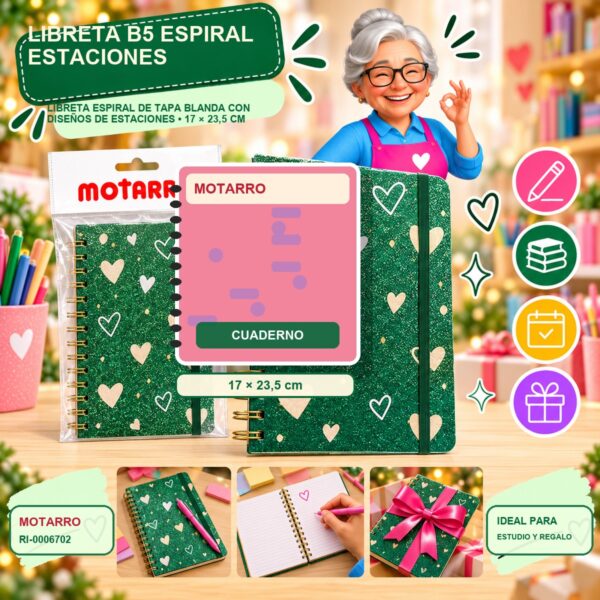 RI-0006702 Libreta B5 Espiral Estaciones Motarro