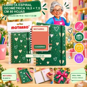 RI-0006714 Libreta Espiral Geométrica 10,5 × 7,5 cm Motarro 80 Hojas
