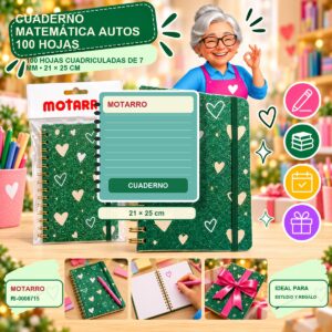 RI-0006715 Cuaderno Matemática Autos Motarro 100 Hojas