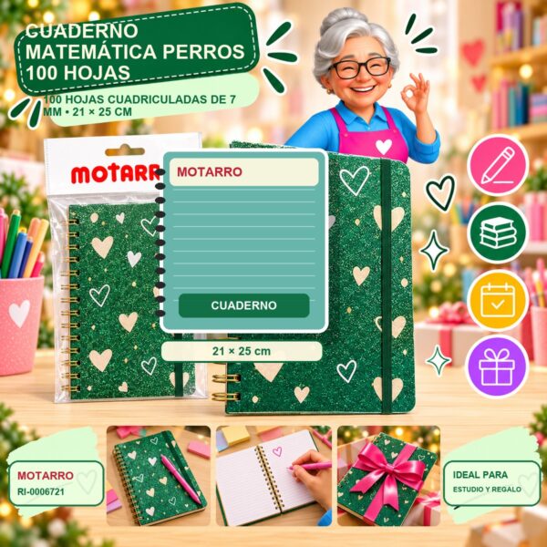 RI-0006721 Cuaderno Matemática Perros Motarro 100 Hojas