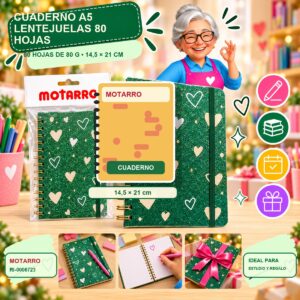 RI-0006723 Cuaderno A5 Lentejuelas Motarro 80 Hojas