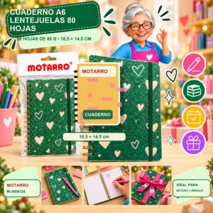 RI-0006724 Cuaderno A6 Lentejuelas Motarro 80 Hojas
