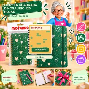 RI-0006726 Libreta Cuadrada Dinosaurio Motarro 120 Hojas