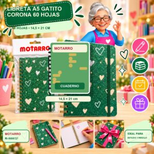 RI-0006727 Libreta A5 Gatito Corona Motarro 60 Hojas