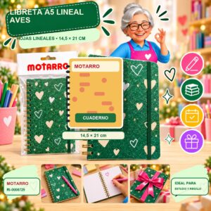 RI-0006729 Libreta A5 Lineal Aves Motarro