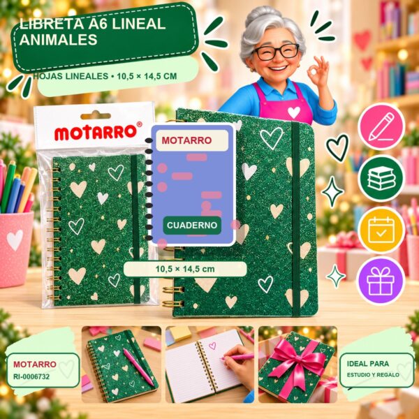 RI-0006732 Libreta A6 Lineal Animales Motarro