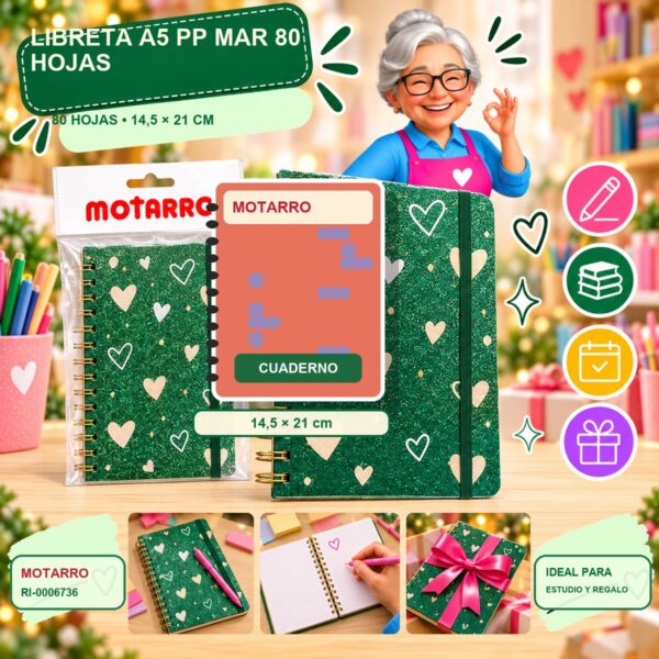 RI-0006736 Libreta A5 PP Mar Motarro 80 Hojas