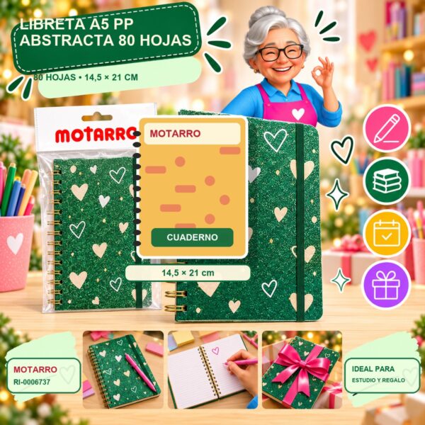 RI-0006737 Libreta A5 PP Abstracta Motarro 80 Hojas