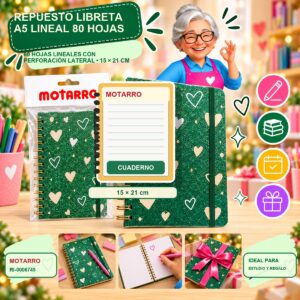 RI-0006749 Repuesto Libreta A5 Lineal Motarro 80 Hojas