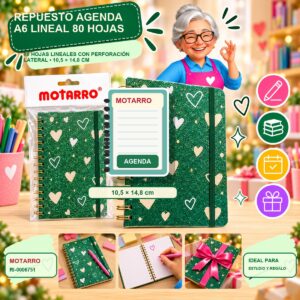 RI-0006751 Repuesto Agenda A6 Lineal Motarro 80 Hojas