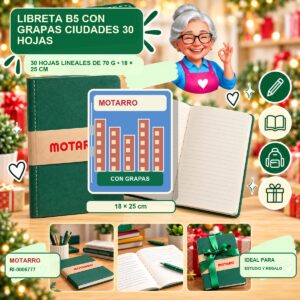 RI-0006777 Libreta B5 con Grapas Ciudades Motarro 30 Hojas
