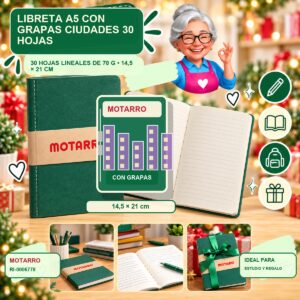 RI-0006778 Libreta A5 con Grapas Ciudades Motarro 30 Hojas