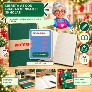 RI-0006781 Libreta A5 con Grapas Mensajes Motarro 30 Hojas