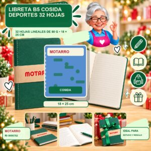 RI-0006782 Libreta B5 Cosida Deportes Motarro 32 Hojas