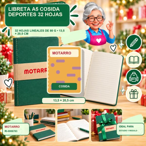 RI-0006783 Libreta A5 Cosida Deportes Motarro 32 Hojas