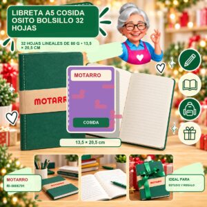 RI-0006791 Libreta A5 Cosida Osito Bolsillo Motarro 32 Hojas
