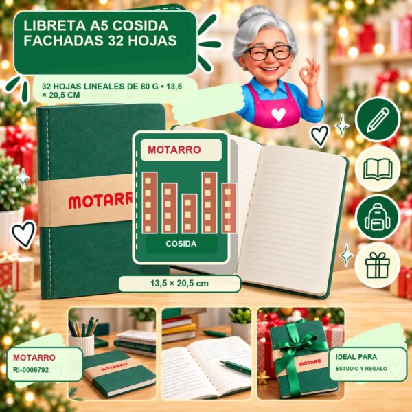 RI-0006792 Libreta A5 Cosida Fachadas Motarro 32 Hojas